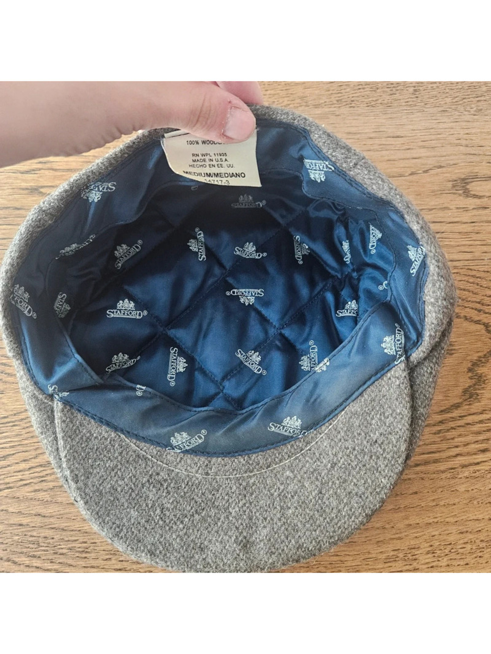 Vintage Stafford JCPenney 100% Wool Gray Newsboy Ivy Cap Medium Made USA